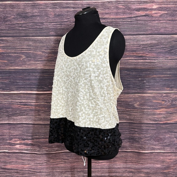 J. Crew Colorblock Sequin Cami Tank, XL, Black & White - Picture 6 of 12
